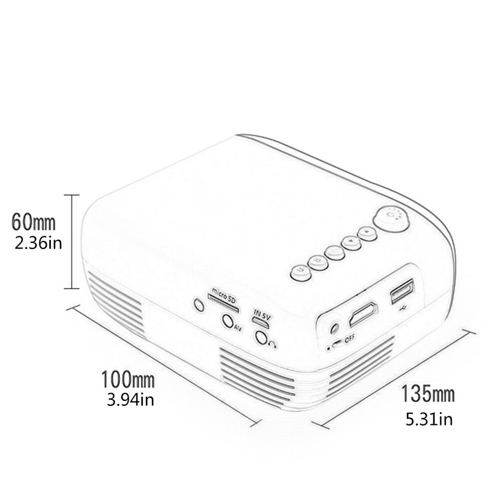 Yg200 Home Mini Projector Portable Handheld Hd 1080P Led Projector Home Media Player black