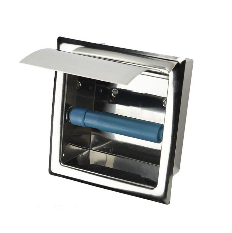 Stainless Steel in-wall Installation Built-in Toilet Tray Concealed Bathroom Tissue Box Hidden Installation Roll Holder: Red