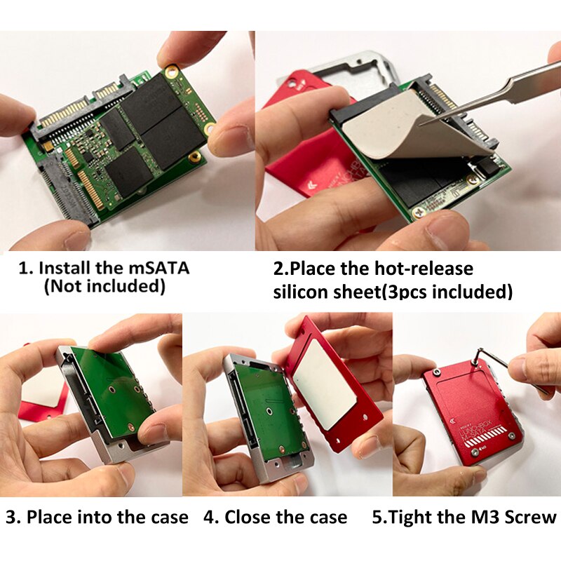 Boîtier de disque dur à Dissipation thermique pour Atomos Ninja V 5 &quot;4K, boîtier mSATS vers SATA pour moniteur d&#39;enregistrement SSD