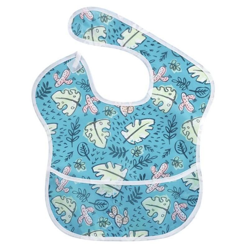 Bavoirs imperméables pour bébé 1O0% Polyester TPU revêtement bavoirs d'alimentation bavoirs lavables pour bébé avec receveur de nourriture pour Babies6S29: A1