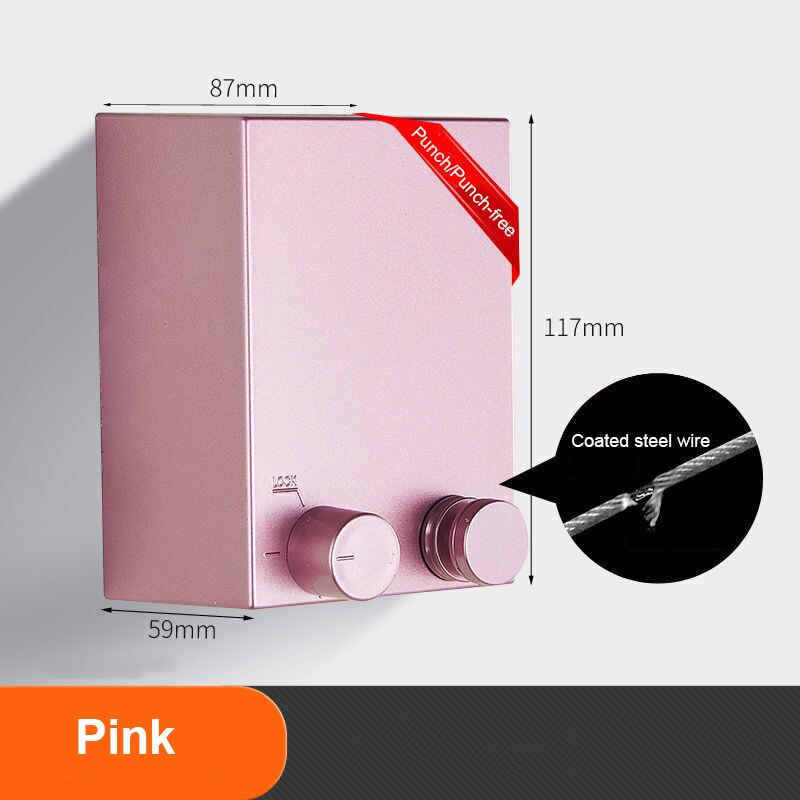 Retractable Clothesline Wall-mounted Indoor Outdoor Clothes Hanger Laundry Drying Line Balcony Invisible Telescopic Drying Lines: Pink
