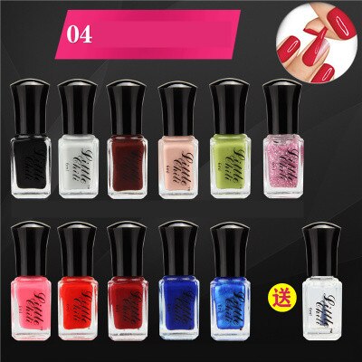 12 Bouteilles Pack 6 ml/chaque Peel Off Vernis À Ongles De Couleur de Sucrerie Nail Art 11 Couleurs + 1 Transparent Top Coat: SET 4
