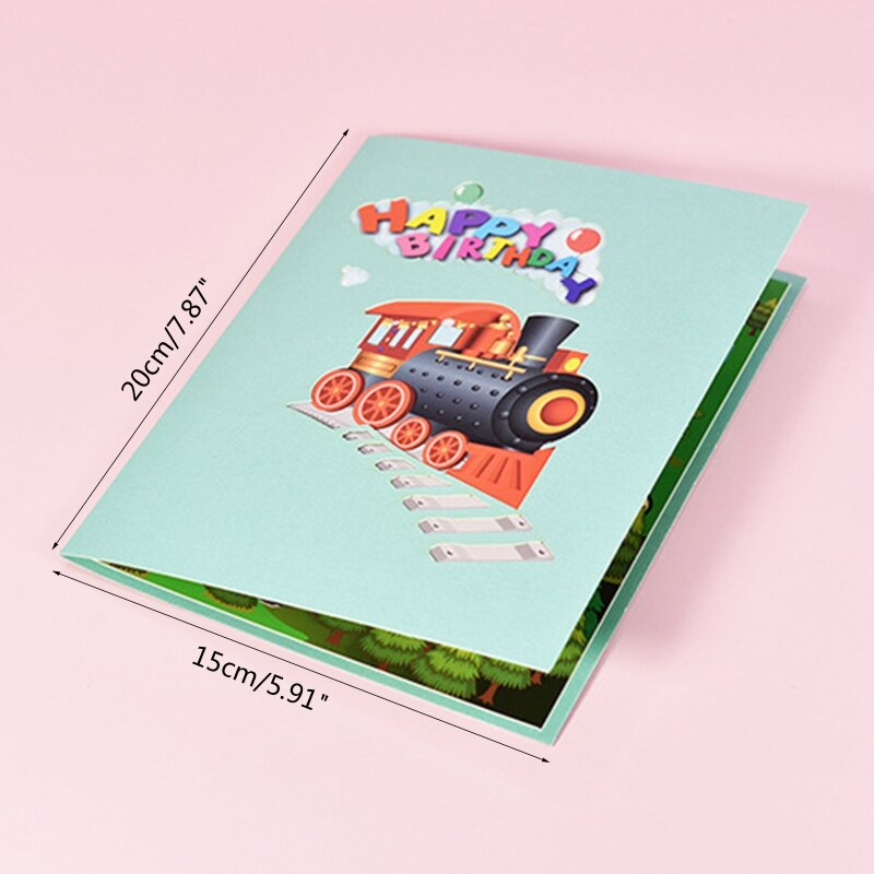 13ME 3D Pop Up Card Birthday Train Greeting Card with Envelope Handmade Birthday Card