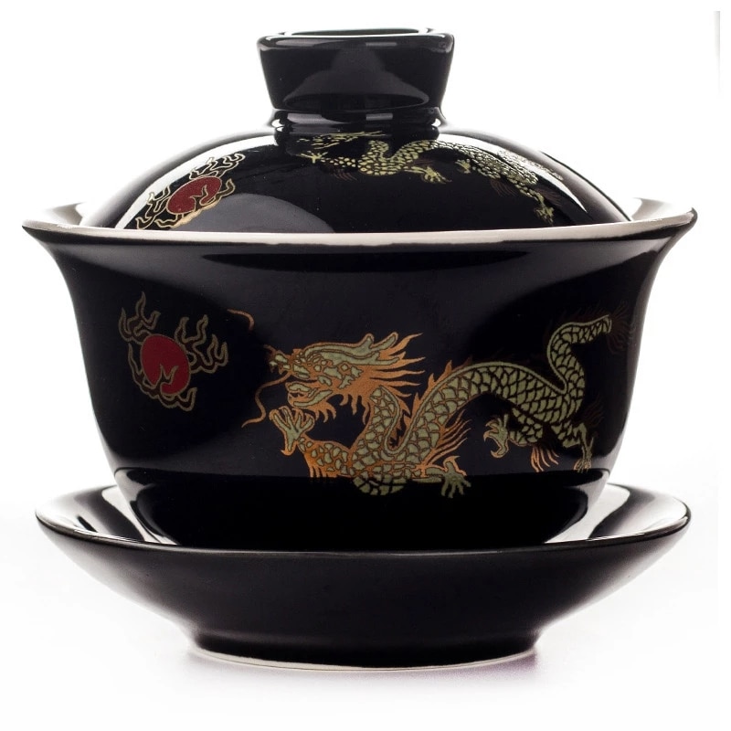 Gaiwan En Porcelaine émaillée - Tasse à Thé Chinoise Rétro Avec Couvercle - Pour Cérémonie Du Thé