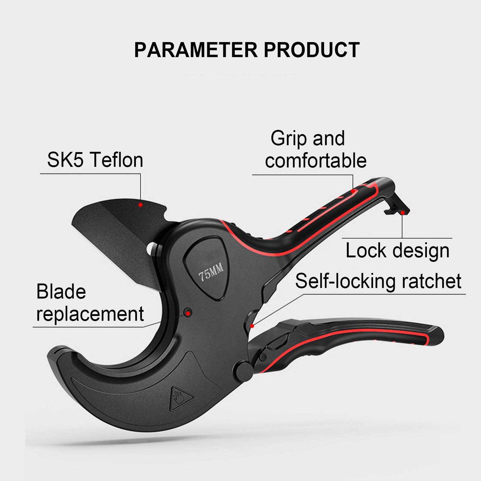 Pipe Cutter 32-75MM Cutter PPR Pipe Tube Cutter Scissors Aluminum Alloy For Cutting PVC Pipe Hand Tool Home With SK5 Steel Blade