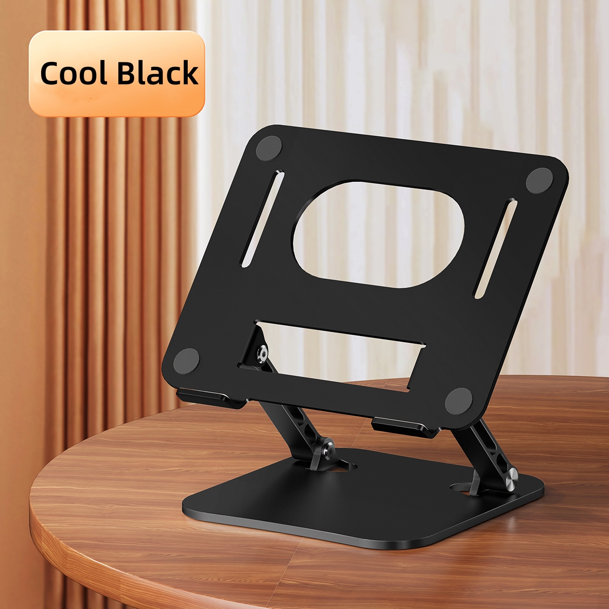 Laptopstandaard, Verstelbare Laptopstandaard Voor Bureau, Aluminium Computerstandaard Draagbaar, Voor Mac Hp Asus Acer Thinkpad Dell Lenovo: Black