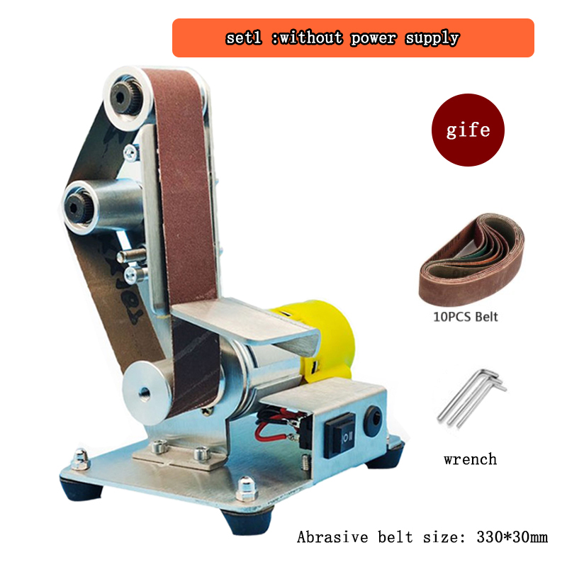 Multifunctional Desktop Vertical Mini Electric Abrasive Belt Sandpaper Polishing Machine DIY Angle Grinder Sharpening Machine: set1