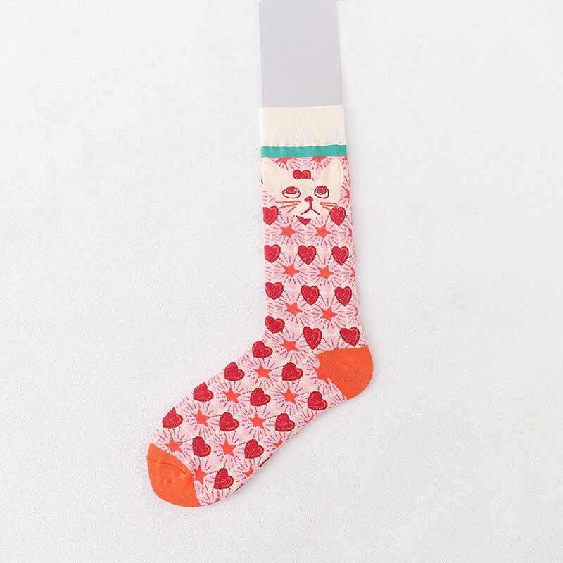 Colorful Pattern Cotton Mens Women Socks Middle Tube Funny Casual Crew Socks Girls Cute Harajuku Ankle For Ladies Socks: 3