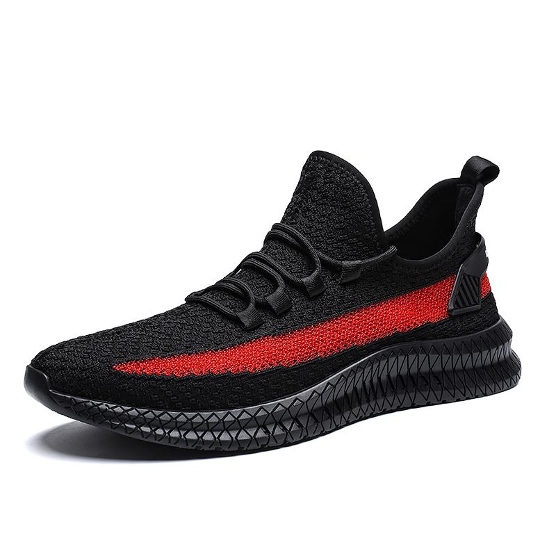 Baskets chaussures pour hommes couleur uni plat mouche armure respirant chaussures homme chaussures de marche décontractées: black02 / 42