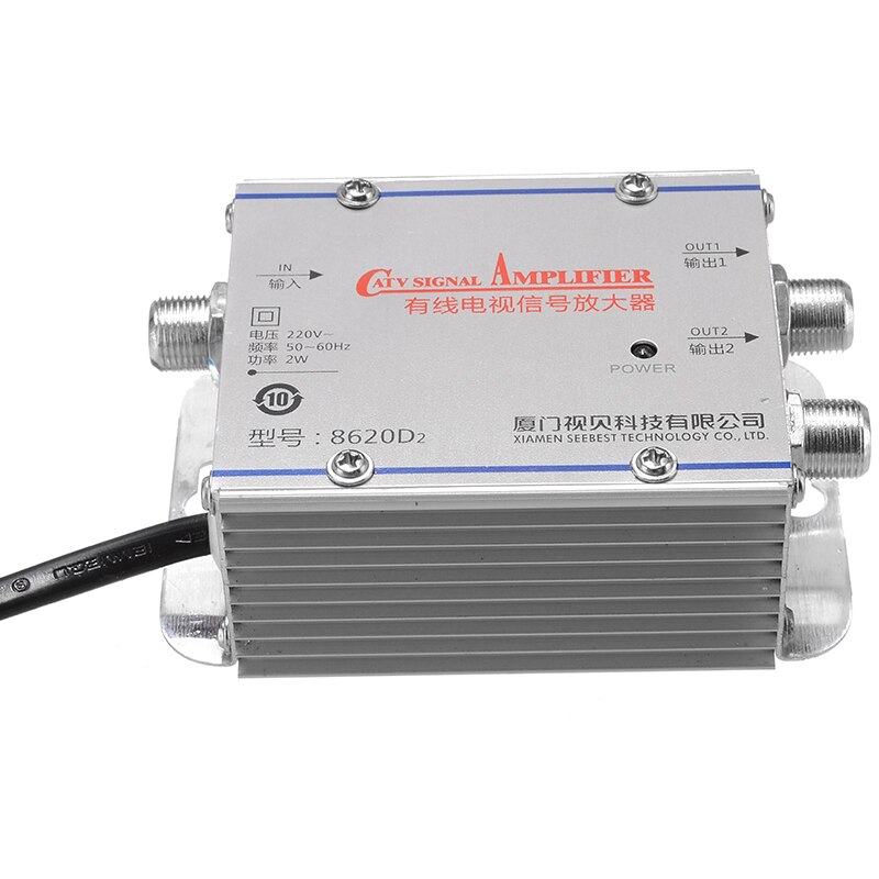 220V 2 Way CATV Cable TV Signal Amplifier 45-860 MHz AMP Antenna Booster Splitter Set Broadband Home TV Equipment
