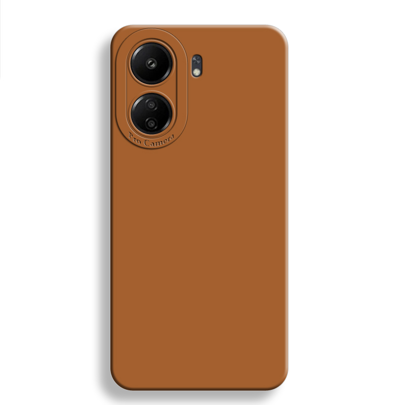 Pour Redmi 13C étui pour Xiaomi Redmi 13 C 13C couverture 6.74 pouces Protection complète d'objectif d'appareil photo pare-chocs antichoc en Silicone liquide: Brun clair