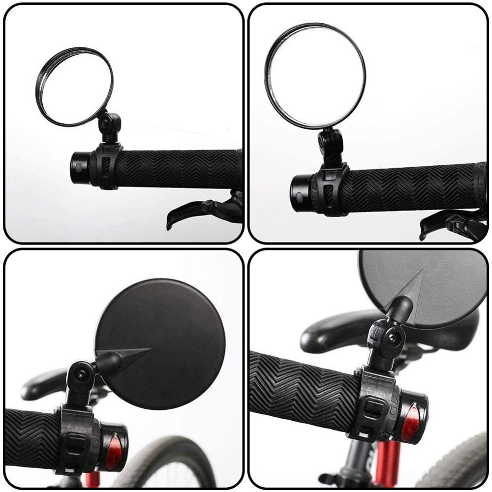 Bicycle Mirror Rear View MTB Rotary Rear View Mirror of Bicycle Handlebars with Key for Road Bikes Mountain Bikes 360- Black