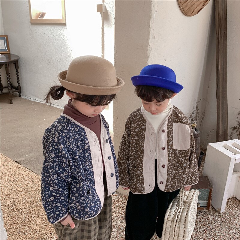 9156 cappotto per bambini giacche retrò autunno inverno 2021 cappotto floreale in cotone per bambina Cardigan superiore Casual retrò da ragazzo cappotto per bambini 1-7 anni