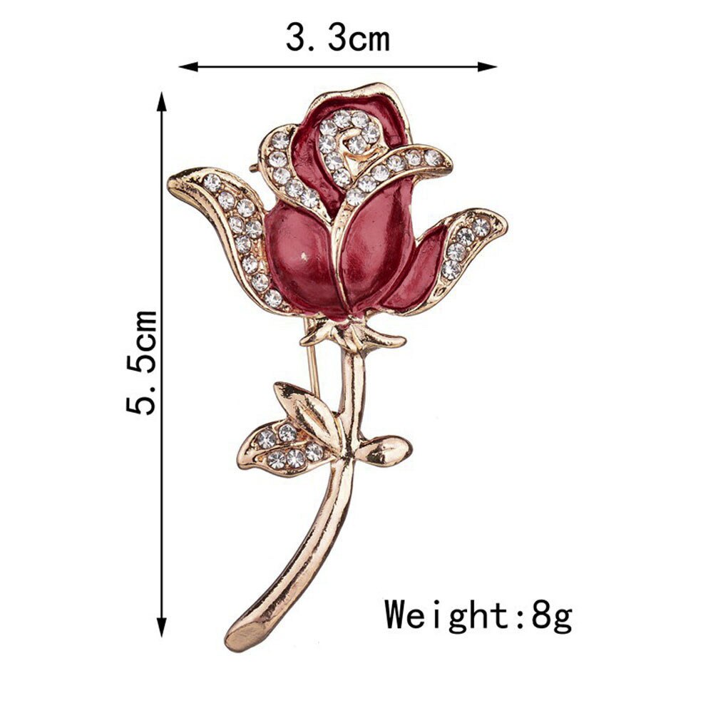 Elegent Crystal Red Rose Pins Rhinestone Bloem Broche Voor Vrouwen Kleding Accessoires Leuke Vrouwen Bruiloft Broche Sieraden