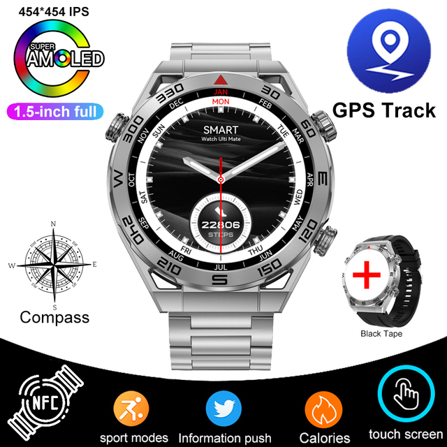 Huawei DT UltraMate Smartwatch pour homme, NDavid, boussole, appel Bluetooth, suivi GPS, ECG 2024 +, sport, original, , 100: green