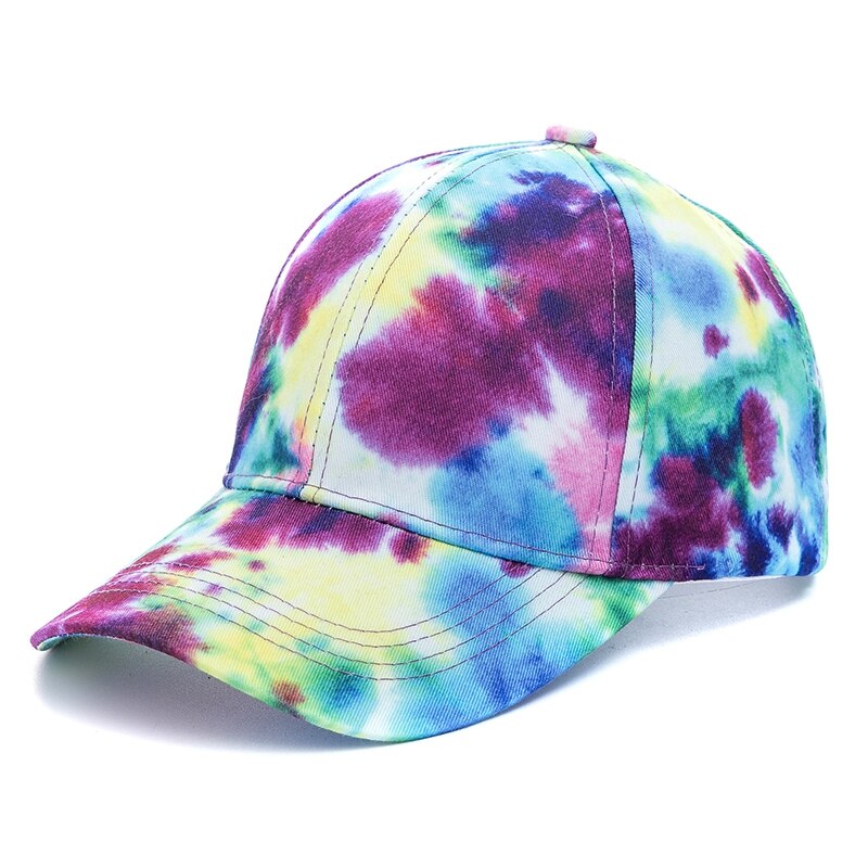 Udendørs afslappet tie dye kasketter til kvinder regnbuefarvet baseballkasket til kvinder streetwear sommerhat: Sølv