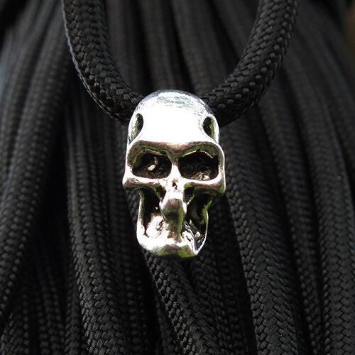 1 stk enkelt/dobbelt vertikalt hull metall hodeskalle perler for paracord kniv lanyards 3 farger