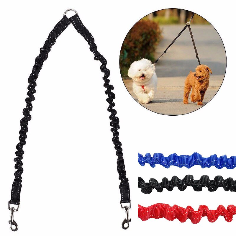 Acoplador de correa doble para perro, cuerda elástica de plomo para caminar, accesorios para dos perros, cadena divisora, suministros para mascotas
