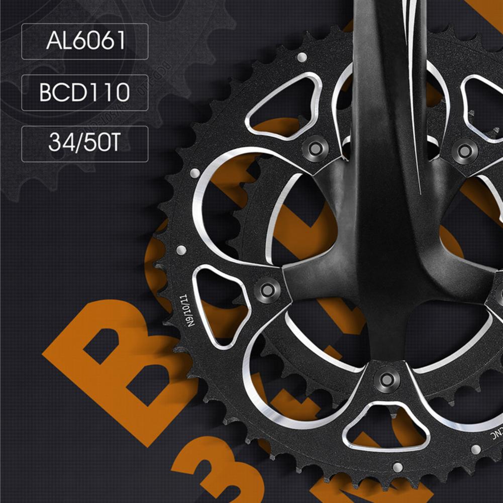 2 Stks/set 34/50T Fietsen Kettingblad Tand Profiel Hoge Sterkte Aluminiumlegering Holle Mountainbike Crankstel Voor racefietsen