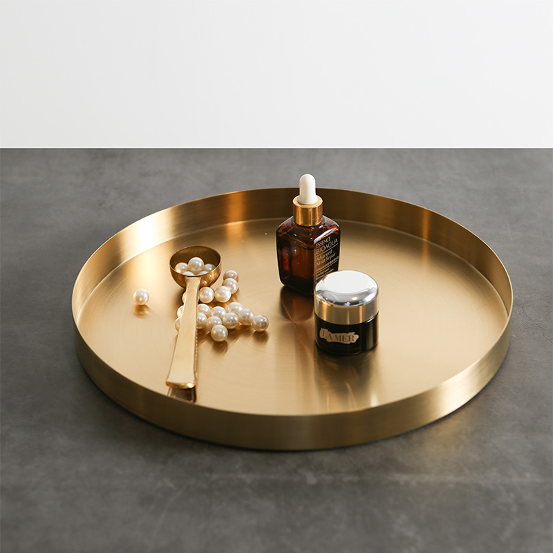 Plateau décoratif en acier inoxydable, plateau de rangement de bureau, plateau de rangement pour boucles d'oreilles et bijoux et cosmétiques, accessoires de rangement pour coiffeuse, Base de Vase