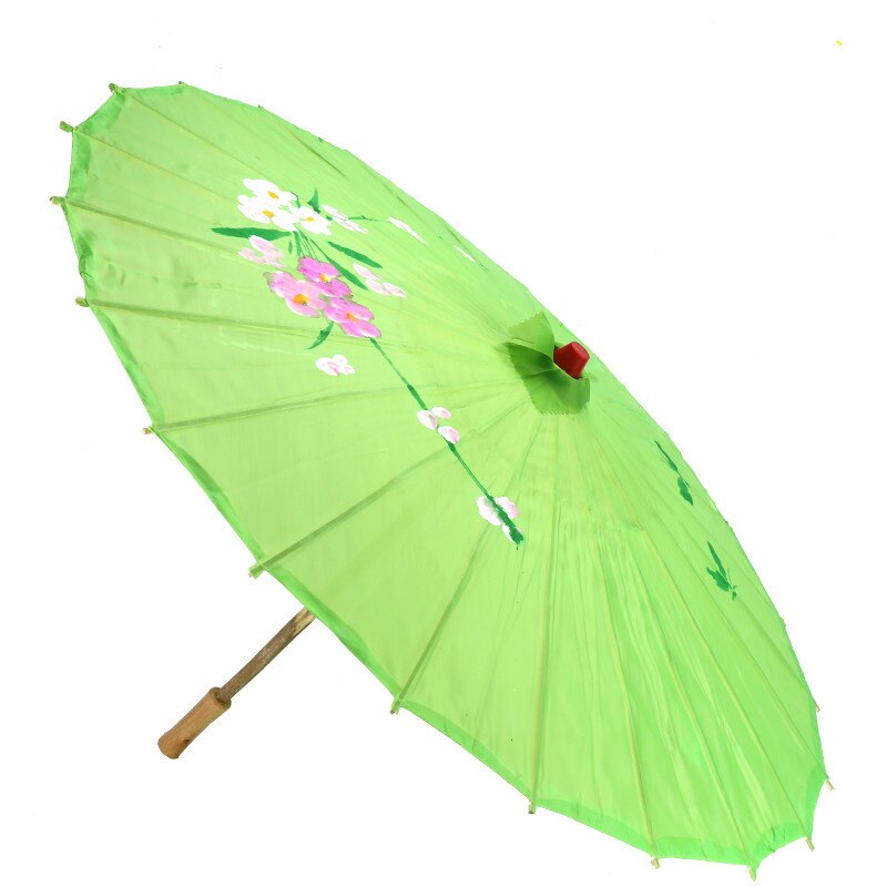 Paraguas de papel con flores impresas chinas, sombrilla tradicional hecha a mano, sombrilla clásica de baile Retro, decoración de: green