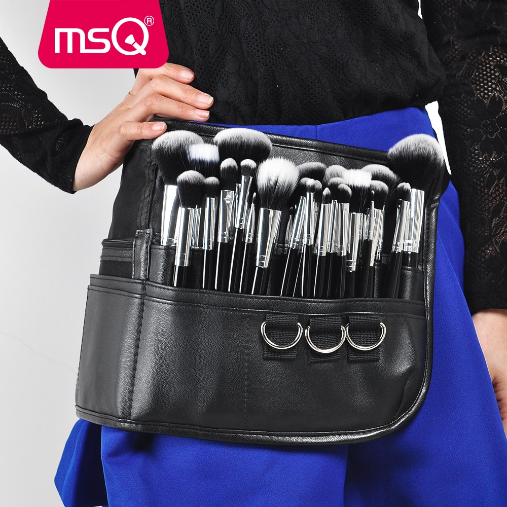 Msq 29 stuks make-up kwastenset synthetisch haar foundation poeder blush eyeliner cosmetica met zwarte heuptas
