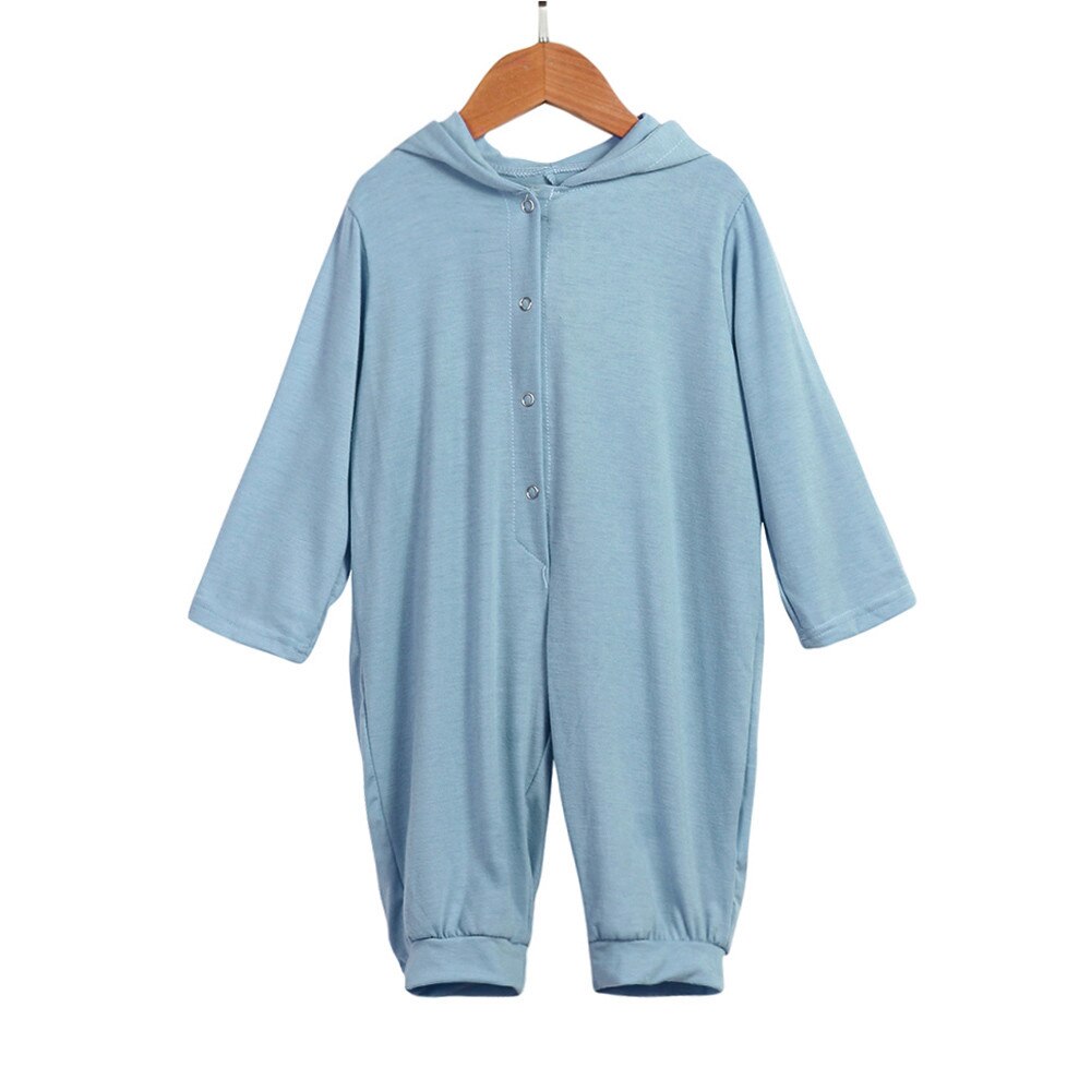 Pasgeboren Jumpsuit Baby Baby Jongen Meisje Dinosaurus Hooded Romper Jumpsuit Outfits Kleding Winter Warm Sets Pasgeboren Baby Kleding: Blue / 60