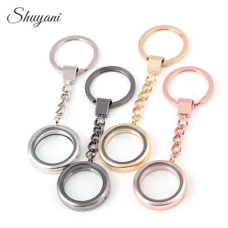 10Pcs 30mm Runde Glas Foto Living Memory Schwimm Medaillon Anhänger Keychain Medaillon Medaillon llavero Schlüsselring Schmuck