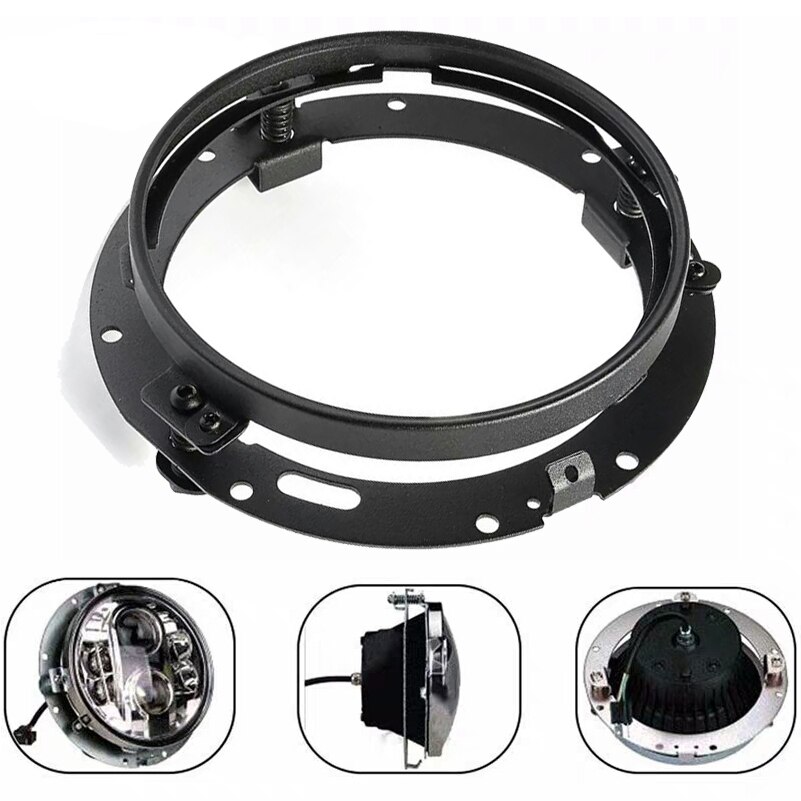 Anillo de soporte de montaje redondo de 7 pulgadas para faro delantero LED, accesorios de motocicleta para suzuki samurai, Jeep JK: 1PC Black
