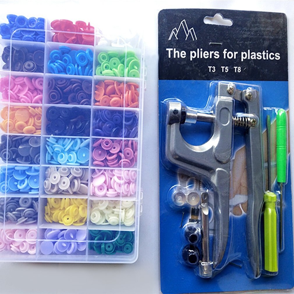 600Pcs 1440Pcs Hars Nylon Plastic Kinderen Vier Knoppen Kit Kleur Ronde Knop Zakken Gesp Multicolor Set: 1440PCS and tools