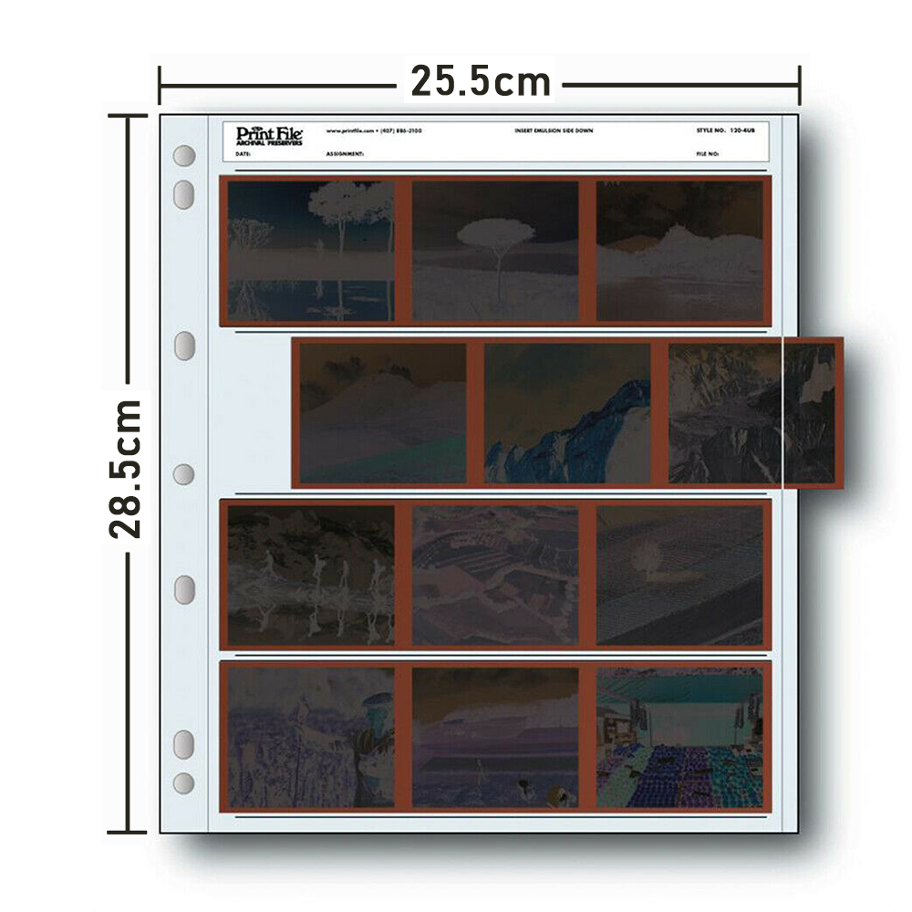 PrintFile 120mm Negatieven Filmbeschermers Pagina's 120mm Filmzuurvrije Opslagzakken Standaard Bindpagina's