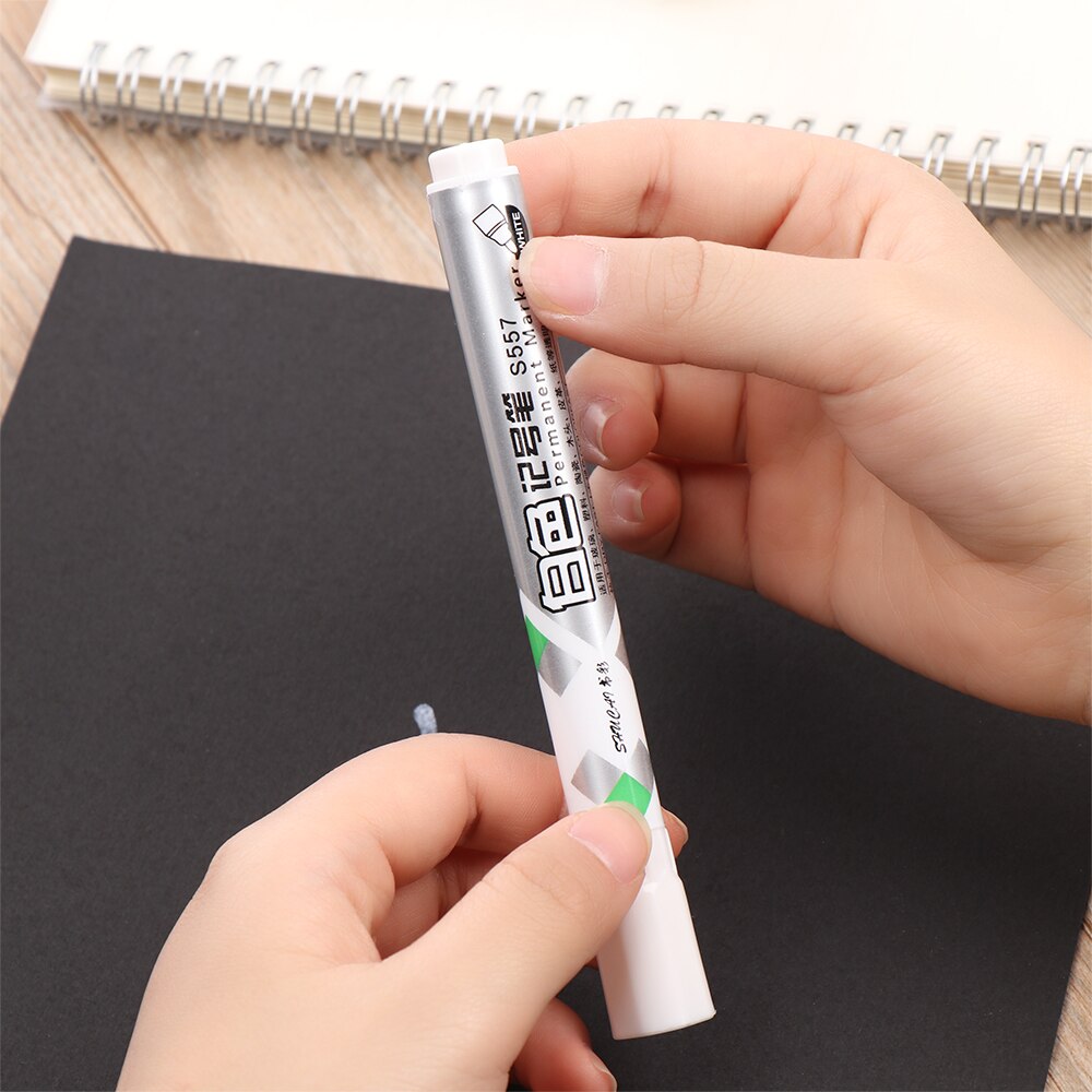 1PC sneldrogende Permanente Marker Witte Bulk Olie-Inkt Marker Pen 3mm Fijne Tip Verf Boord pen Briefpapier Kantoorbenodigdheden