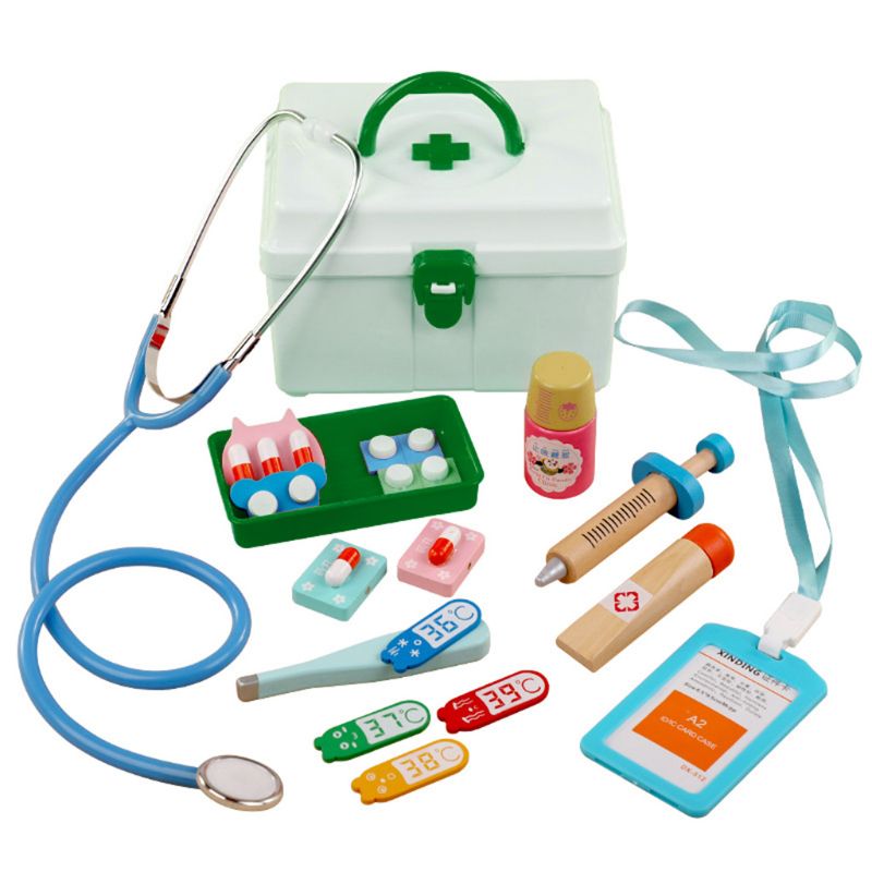 Juego de simulación de Doctor y enfermera, juguetes de madera para niños, 63HE