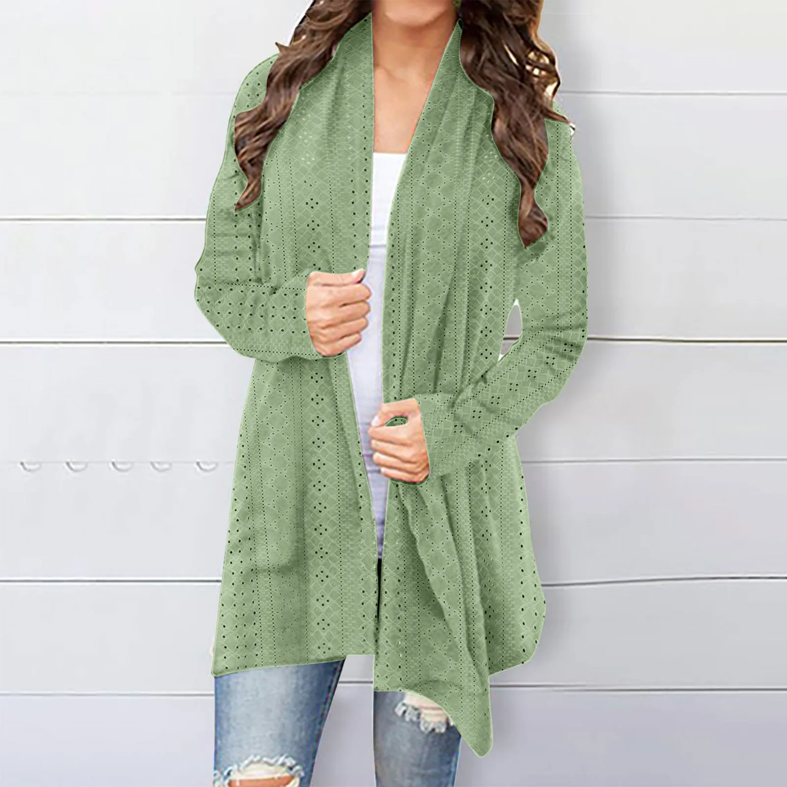 Women's Cardigan Sweater Fall Open Front Knit Oversized Cardigans Duster Coats with Pockets Warm Casual Simple Cardigan