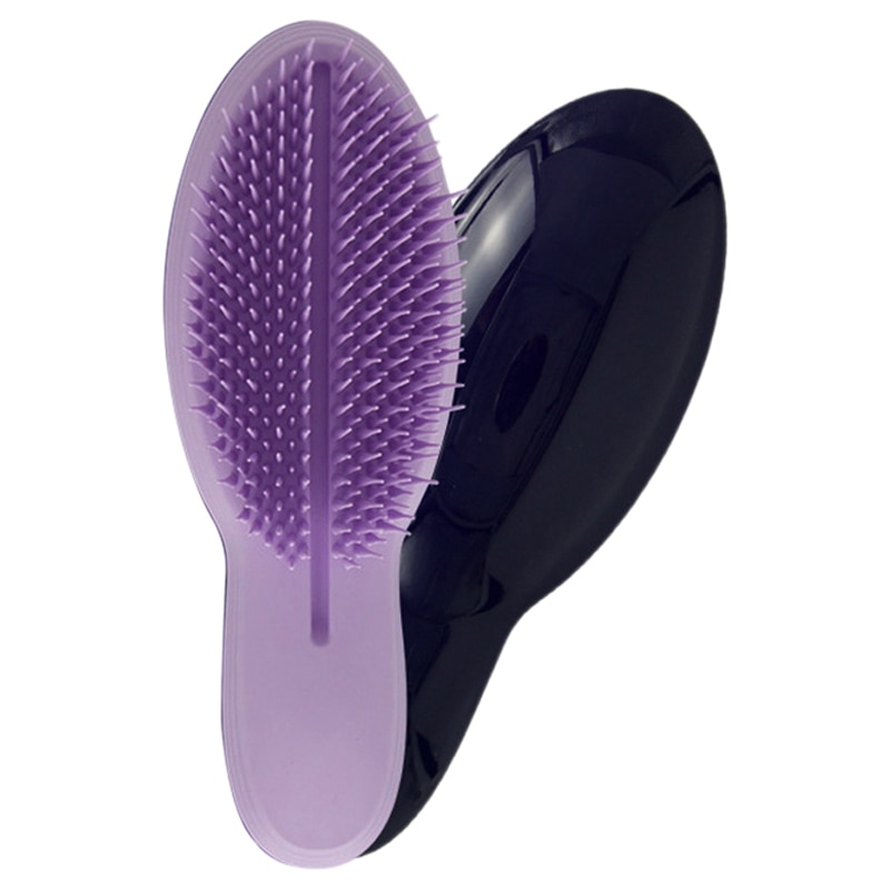 1Pc Anti-Static Hair Brush Comb Styling Teezer Shower Electroplate Detangling Massage Comb for Salon Styling Hair: Purple