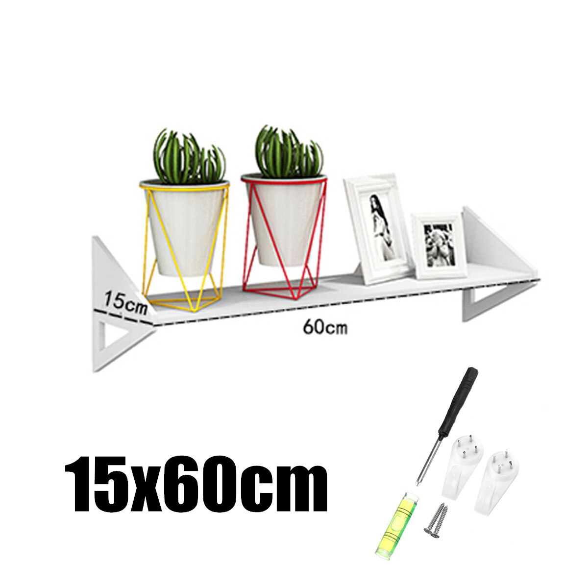 White Wall Shelf Wall Mounted Storage Rack Organization For Bedroom Kitchen Bathroom Shower Corner Storage Shelf DIY Kid Room: 15x60cm