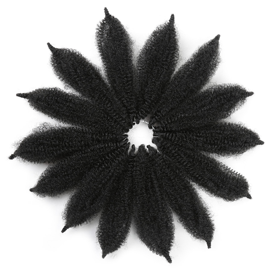 La belleza de oro 8 "sintético Crochet trenzas Marley pelo 14 raíces/pc suave Afro cabello torzado trenzado extensiones de fibras de alta temperatura: #1B