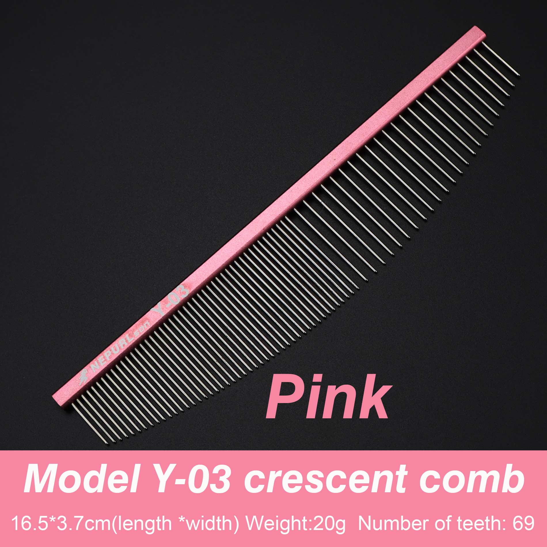 Metalen Kam Voor Huisdieren, Kam Voor Honden En Katten, Rvs, Haarborstel Voor Pet Grooming: Crescent comb Pink