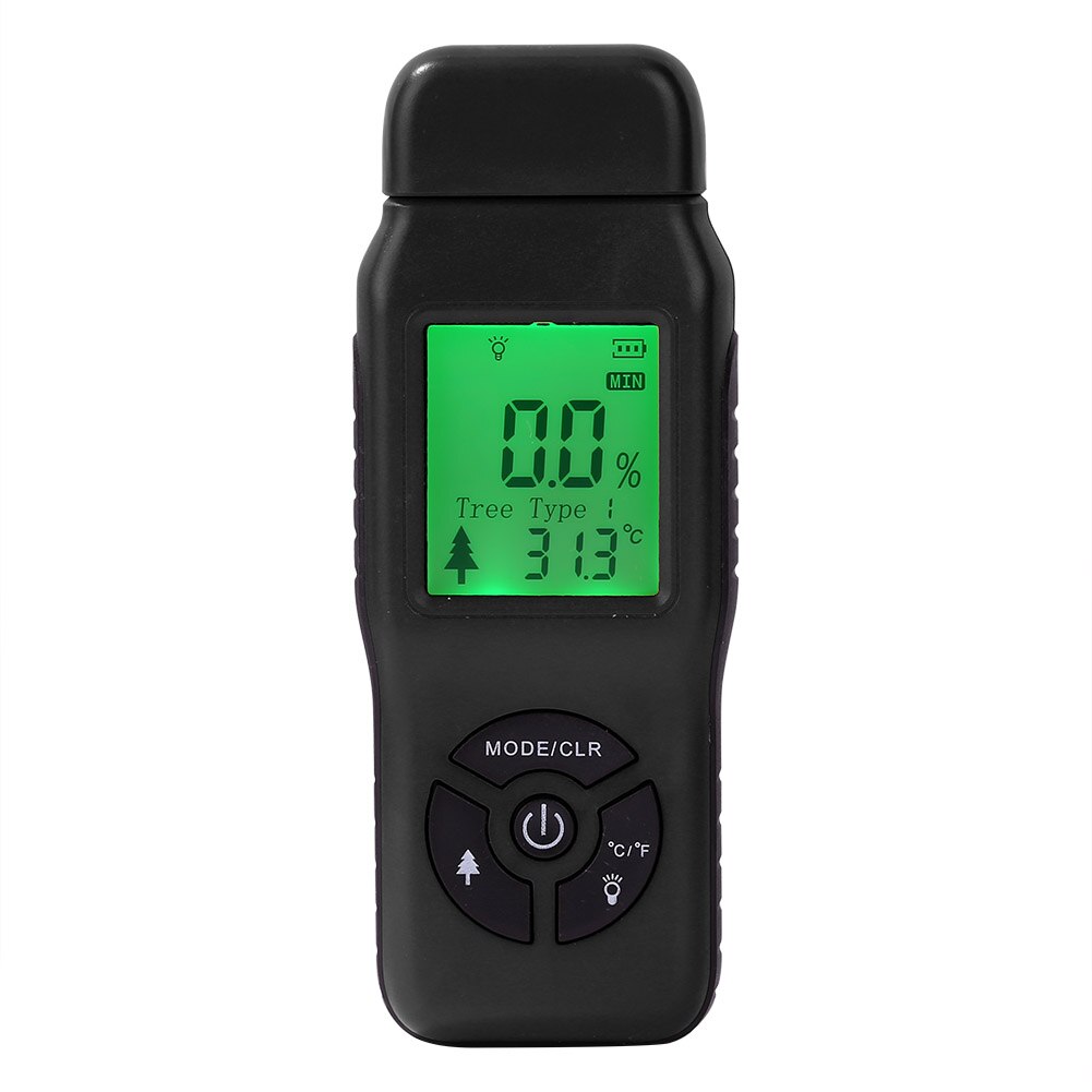 Digital Moisture Meter Tester Two Pins Wood Moisture Meter Wood Humidity Tester Damp Detector with LCD Display Probe: black