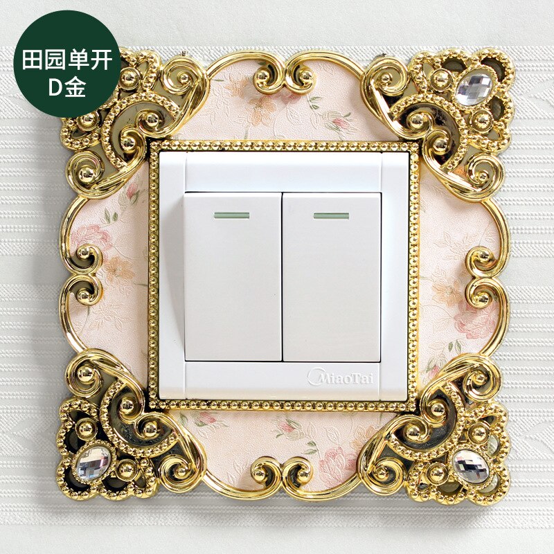 living room bedroom lamp wall socket protection decorative switch sticker wall sticker double switch cover decoration: Orange