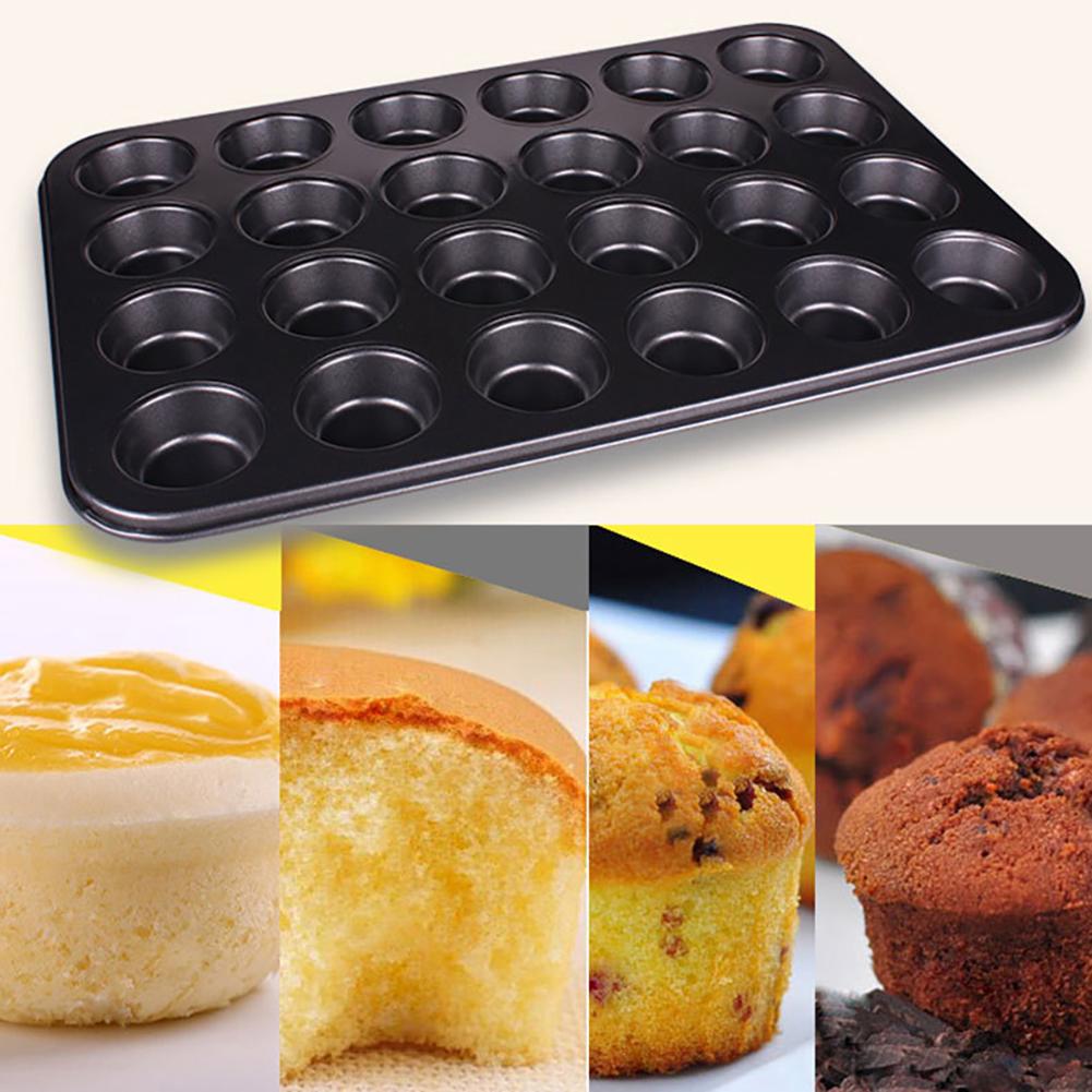 1Pc 24-Cavity Non-stick Carbon Staal Cup Cakevorm Muffin Dessert Bakken Gerechten Pan Lade Thuis keuken Diy Baking Tool