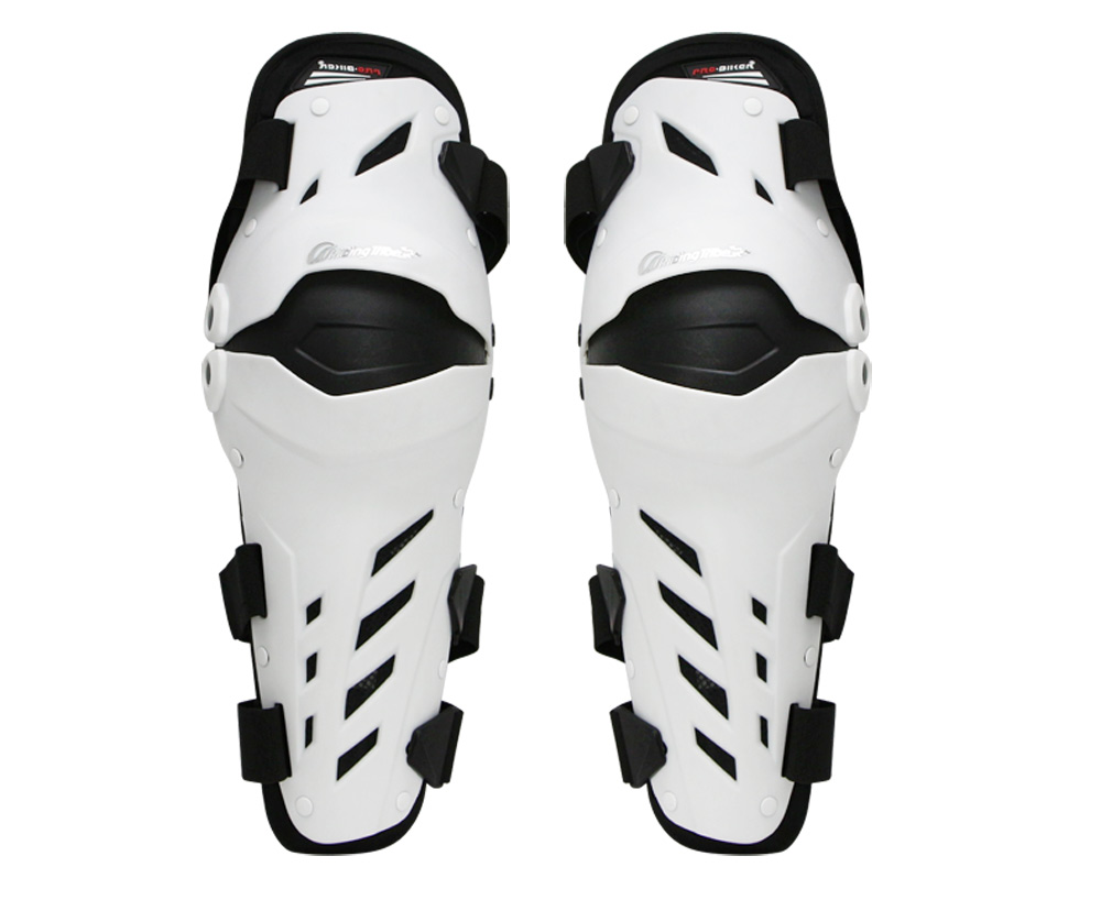 3 Farben PRO-BIKER Motorrad-Knieschützer Knieschieber Motosiklet Knie Schutzausrüstung Protector Guards Kit: WHITE