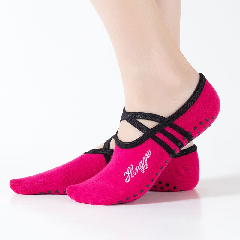 Vrouwen Yoga Sokken Antislip Sokken Met Siliconen Grip Ademend Zachte Premium Katoen Sport Sok Voor Pilates Ballet Barre: rose red