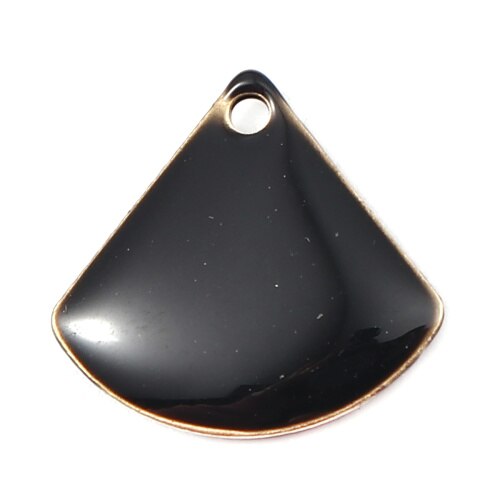 Doreenbeads moda cobre esmaltado lantejoulas pingente fan-em forma de bronze cor preto vermelho branco jóias diy 13mm x 12mm, 10 peças: 1