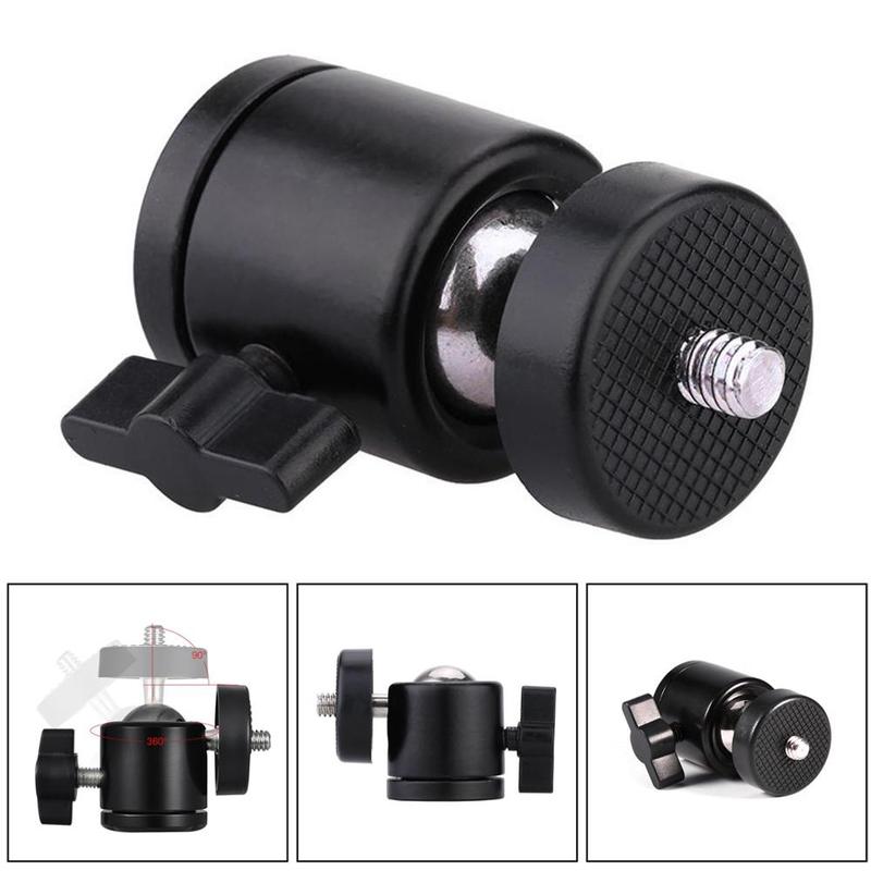 Mini trépied Flash à vis de 1/4 pouces, support d'adaptateur de montage pour caméra, support de montage de boule noir