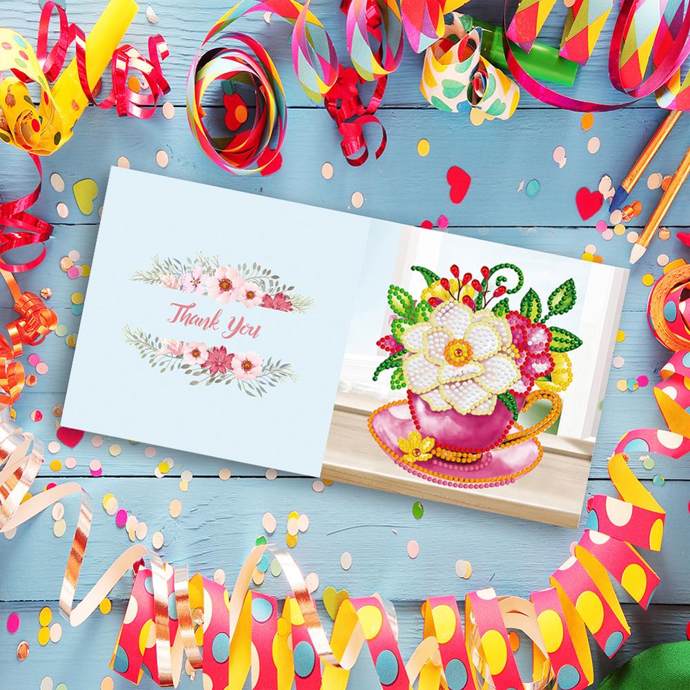 12pcs Diamond Painting Greeting Card Special Shape Diamond Embroidery Birthday Cards Thanksgiving Cards Cross Stitch Craft