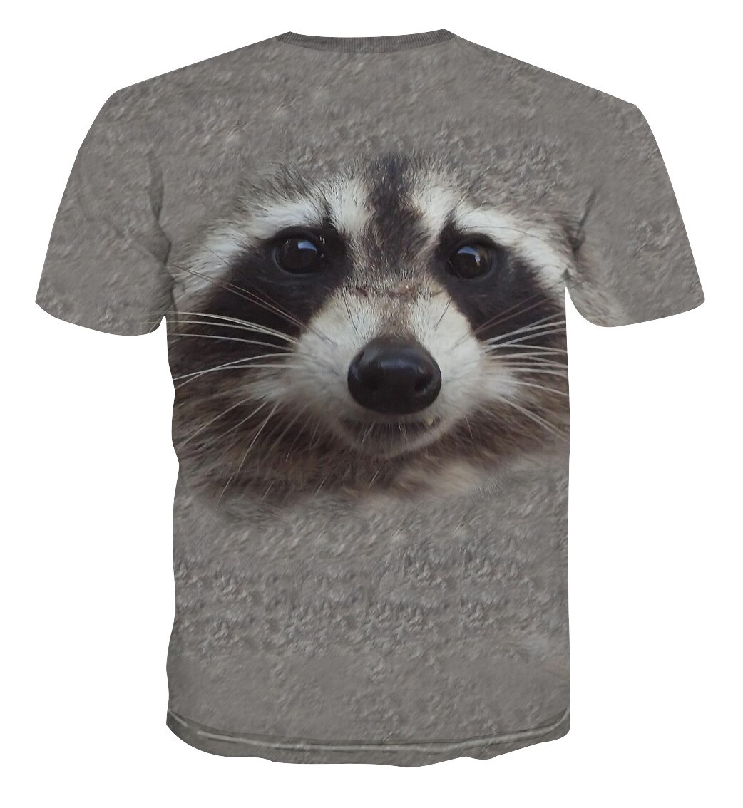 3D Printed Cute Raccoon Brand T-shirt Summer Loose Mesh Short Sleeve