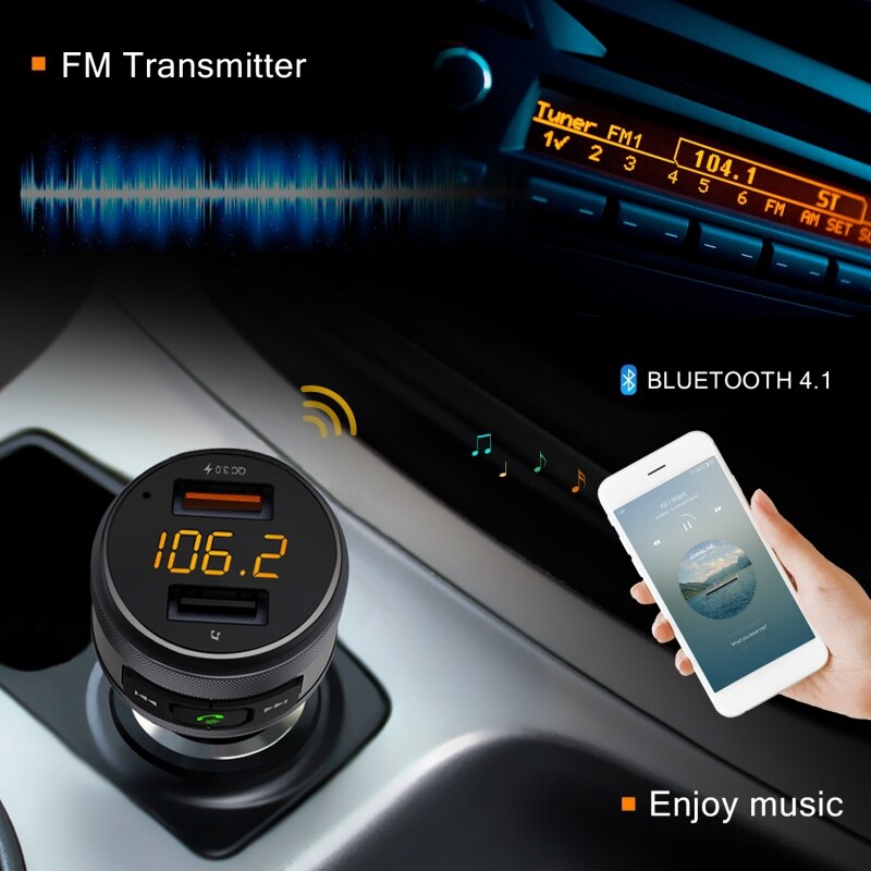 Nice Support Driver Bluetooth FM Modulator With Dual USB Charger Port Rental Radio Transmitter MP3 Player Bluetooth Car Kit