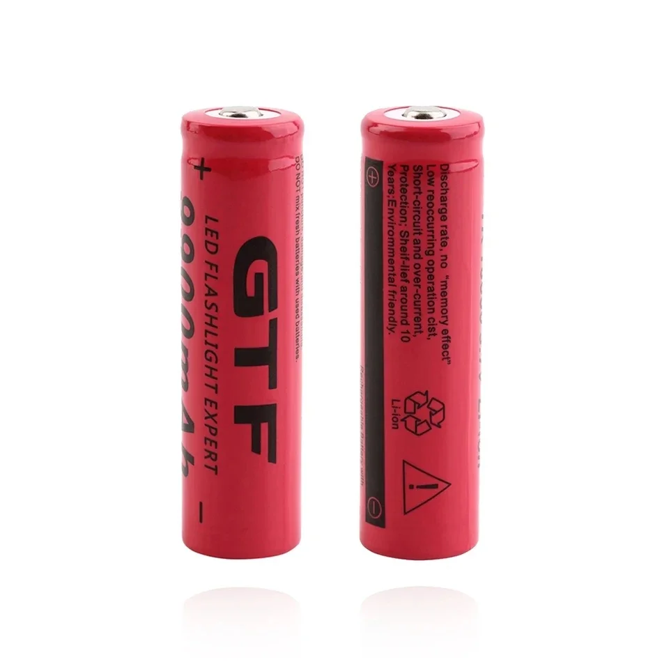 Rechargeable Lithium Battery for Bright Flashlight, Rechargeable Toy Battery, 9900mAh, 3.7V, 18650,