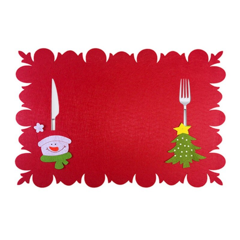 Cartoon Christmas Table Mat Bowl Knives Fork Placemat Table Decor For Xmas Dinner Party Christmas Place Mat